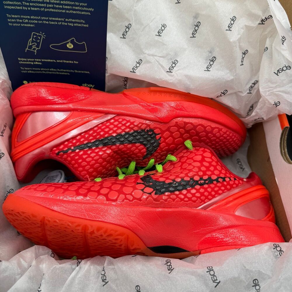 Nike Zoom Kobe 6 Protro (GS) 'Reverse Grinch' Big Kids Youth Sz 7Y